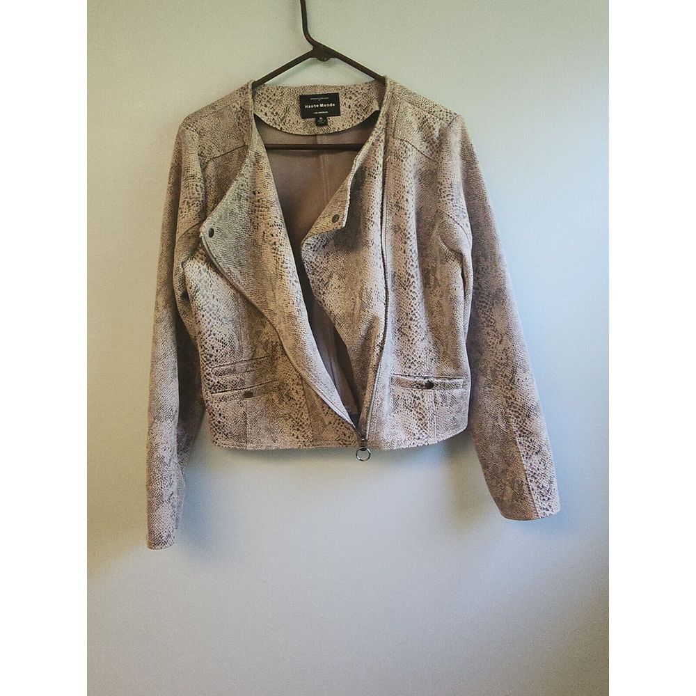 Haute Monde Women's Sz XL Full Zip Snake Skin Print Moto Motorcycle‎ Jacket - Picture 5 of 6